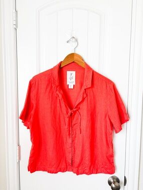 Calypso St. Barth Linen Top Coral Orange Size Large